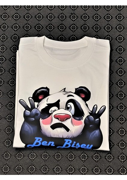 Muzip Panda Baskılı Pamuklu Unisex Çocuk Tişörtü
