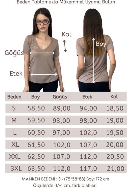 Viskon Dökümlü V Yaka Tişört-Sütlü Kahve indirimleri
