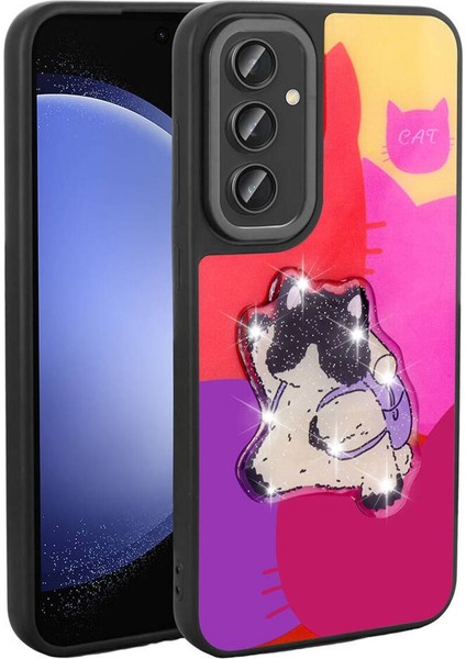 Samsung Galaxy A54 Uyumlu Ikonik Figürlü Kabartmalı Parlayan Kapak Kılıf