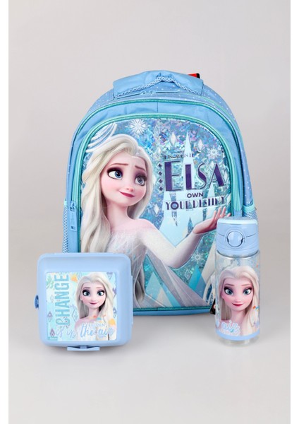 Dekomus Lisanslı Elsa Frozen Own Your Destın "okul Çantası,beslenme Kabı ve 500 ml Trıtan Matara Okul Seti