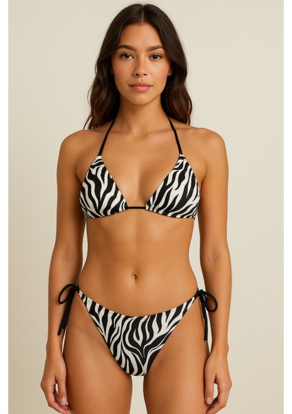Zebra Desen Üçgen Bikini 42