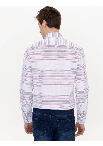 Erkek Kırmızı Slim Fit Uzun Kollu Gömlek 50248479-VR030