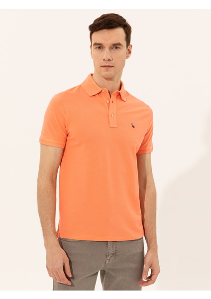 Erkek Somon Polo Yaka Slim Fit Basic T-Shirt 50250189-VR047