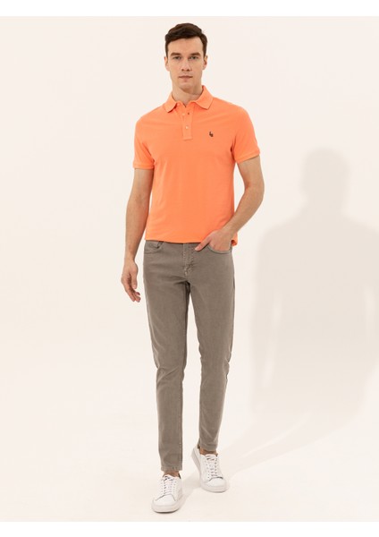 Erkek Somon Polo Yaka Slim Fit Basic T-Shirt 50250189-VR047 fırsatları