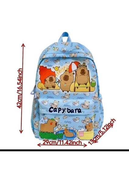 Capybara Karikatür Baskılı Okul Cantasi