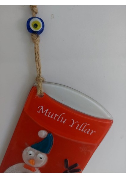 Mutlu Yıllar Kardan Adam Nazar Boncuklu Cam Asmalık Süs Çam Ağaçlı 1 Adet modelleri