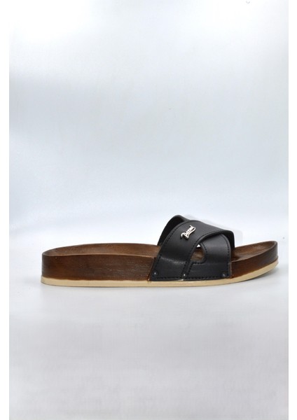 Kadın Siyah Çapraz Anatomik Günlük Terlik