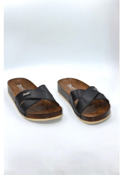 Kadın Siyah Çapraz Anatomik Günlük Terlik modelleri