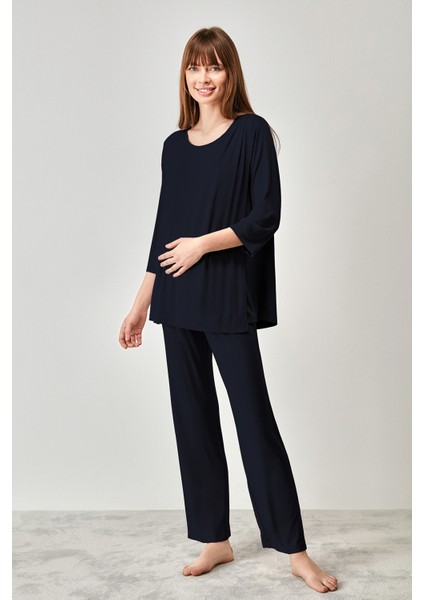 Hamile Pijama Takımı Yumuşak Dokulu %94 Viskon %6 Elastan ile Türkiye Menşeli