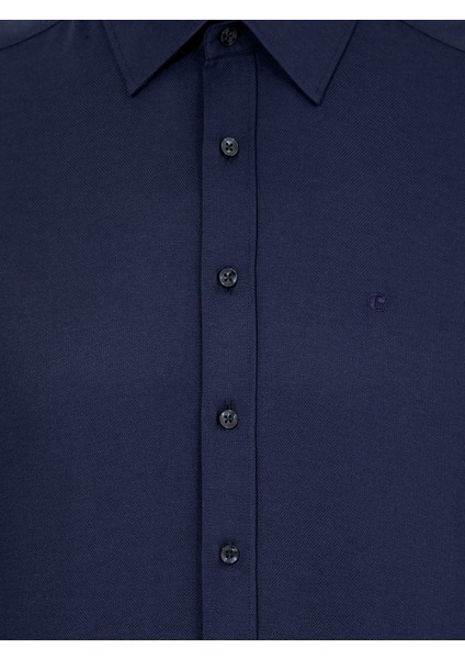Erkek Lacivert Slim Fit Uzun Kollu Basic Gömlek 50256586-VR033