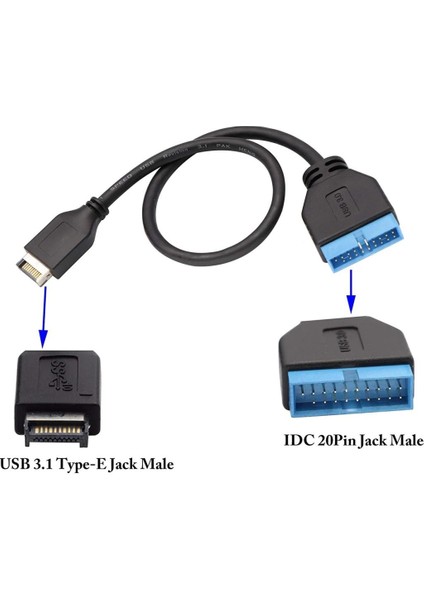 USB 3.1 Type-E To USB 3.0 19/20 Pin Dişi Anakart Uzatma Kablosu 50CM fırsatları