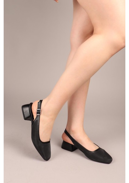 Jubily Lazerli Arkası Açık Topuklu Ayakkabı Siyah fiyatları