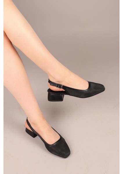 Jubily Lazerli Arkası Açık Topuklu Ayakkabı Siyah indirimleri