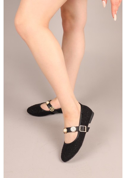 Owo Gold Aksesuarlı Babet Tüvit Siyah modelleri