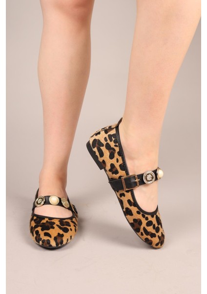Owo Gold Aksesuarlı Babet Leopar