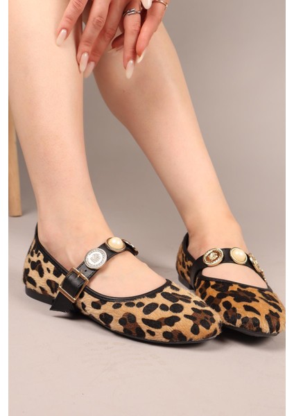 Owo Gold Aksesuarlı Babet Leopar fırsatları