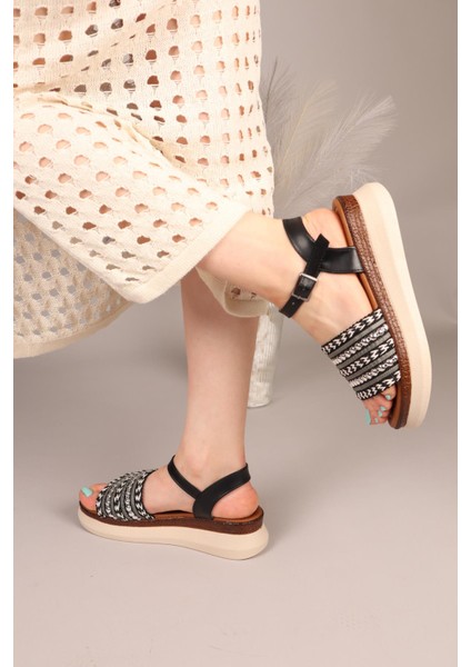 Plat Örgü Sandalet Siyah fiyatları