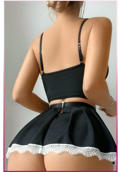 Siyah Fırfır Detaylı Özel Tasarım Iç Giyim Seti fırsatları