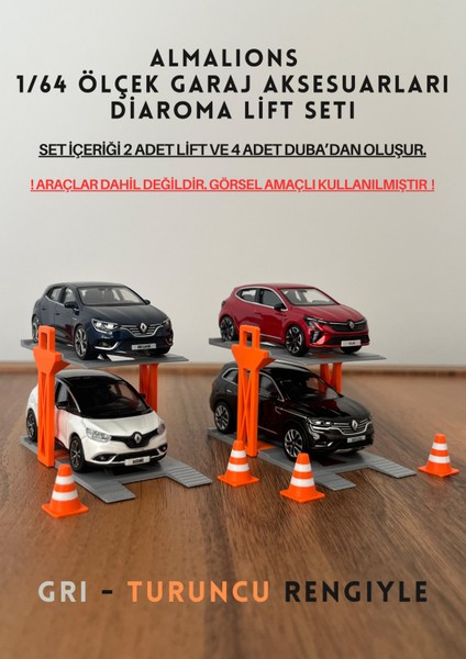 1/64 Ölçek Diaroma Araç Lifti 2 Adet + 4 Adet Duba Garaj Aksesuarları