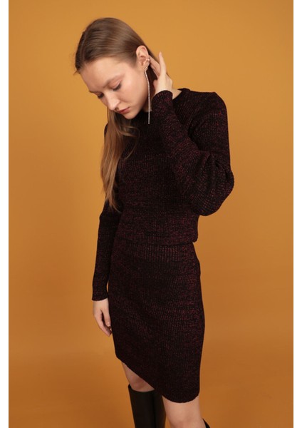 Simli Triko Kadın Etek-Kırmızı fiyatları