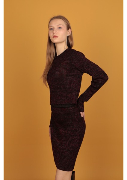 Simli Triko Kadın Etek-Kırmızı modelleri