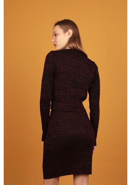 Simli Triko Kadın Etek-Kırmızı indirimleri