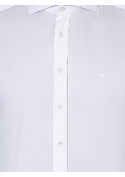 Erkek Beyaz Modern Fit %100 Pamuk İtalyan Yaka Basic Gömlek 50261221-VR013 modelleri