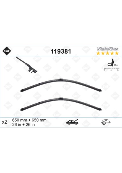 Silecek Supurgesi Takimi 650MM / 650MM Mercedes C219 W211 S211 . Porsche Cayenne . Vw Touareg Swf Dpmah