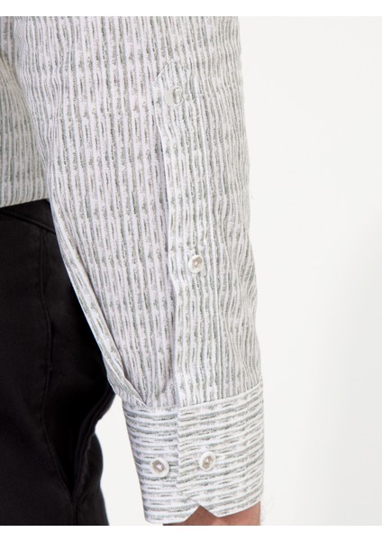 Erkek Haki Slim Fit Uzun Kollu Gömlek 50256728-VR027