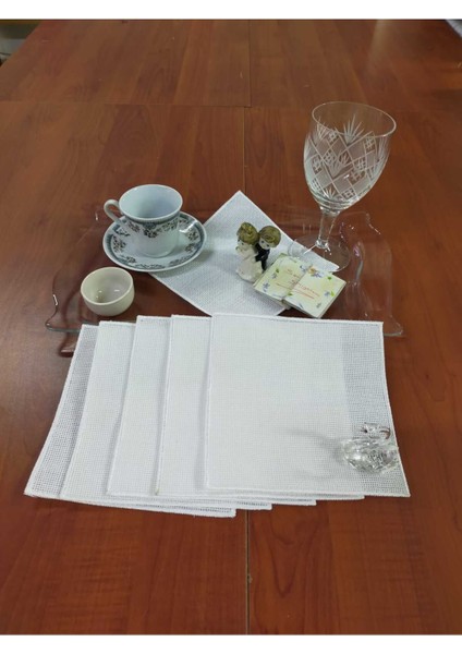 Peçetem Kare Ekru Kenar Etamin Işlemeye Uygun 6 Adet Parti Kokteyl Kahve Yanı Sunum Peçetesi