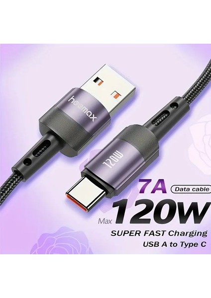 Heemax 120W USB A - USB C Hızlı Şarj Kablosu (7A),IPHONE 16/15, Galaxy S25–S21, Macbook, Ipad, Laptop Uyumlu fiyatları