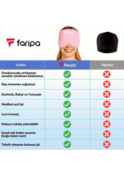 Başlık Şapka, Çift Katmanlı Soğuk ve Sıcak Terapi Medikal Jel (Pembe) modelleri