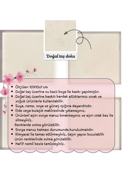 Renkli Ince Çizgili Taş Bardak Altlığı – 4’lü Set