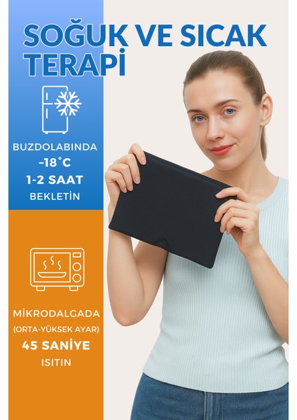 Mıgren ve Baş Agrısı Giderici Başlık Şapka, Çift Katmanlı Soğuk ve Sıcak Terapi Medikal Jel (Siyah)
