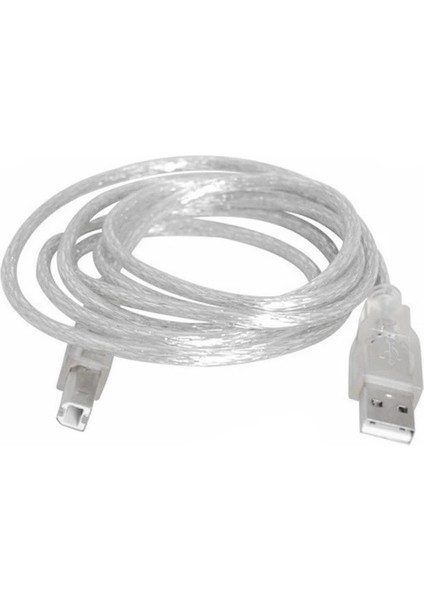 USB Yazıcı Kablosu Şeffaf 2.0V 3 Metre *SL-U2003
