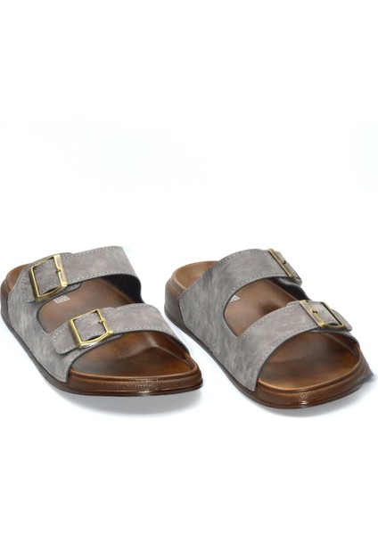 Erkek Gri Çift Bantlı Anatomik Günlük Terlik fırsatları