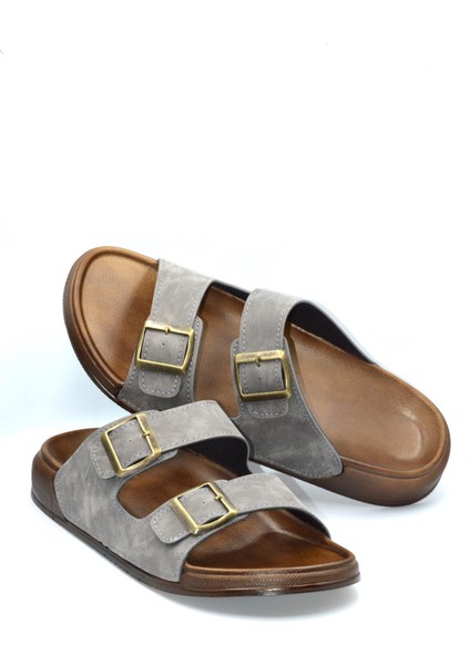 Erkek Gri Çift Bantlı Anatomik Günlük Terlik indirimleri