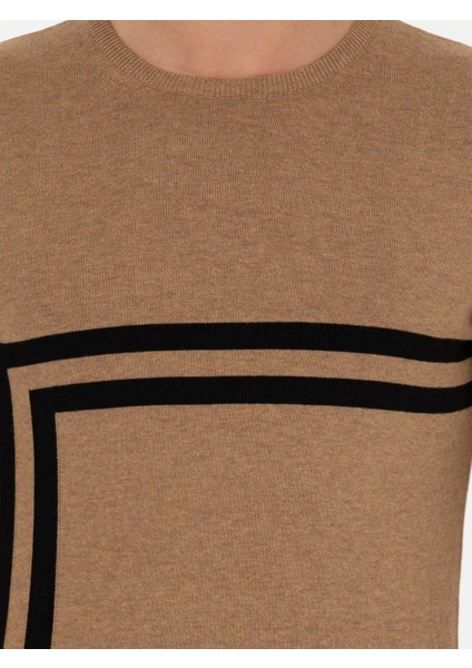 Erkek Camel Slim Fit Bisiklet Yaka Triko Kazak 50259333-VR015