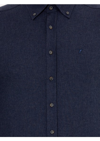 Erkek Lacivert Slim Fit Uzun Kollu Gömlek 50256919-VR033