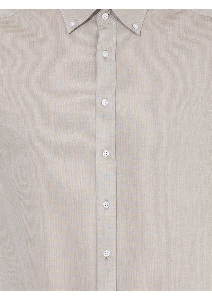 Erkek Haki Slim Fit Uzun Kollu Gömlek 50253916-VR027