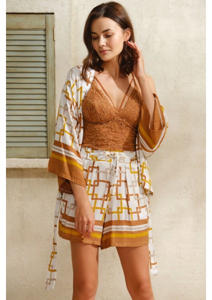 Anıl 5750 Kadın Sabahlıklı Büstiyer ve Şort Takım