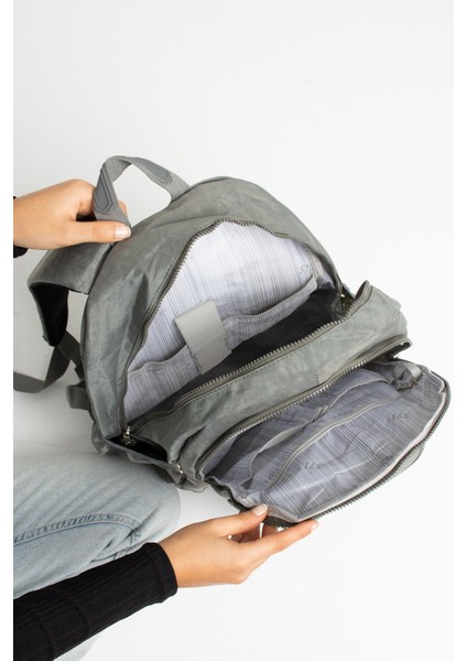 Fcstore Krinkıl Kumaş Suya Dayanıklı Büyük Boy Gri Klinkır Sırt Çantası/laptop Seyahat Okul modelleri