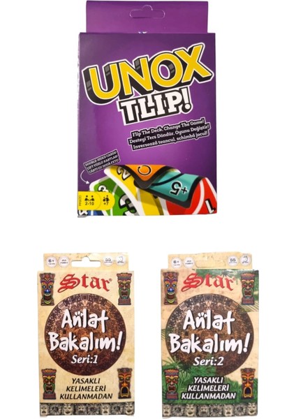 Unox Tlip + Anlat Bakalım Seri 1 + Seri 2 Oyun Kartı - 3 Lü Set