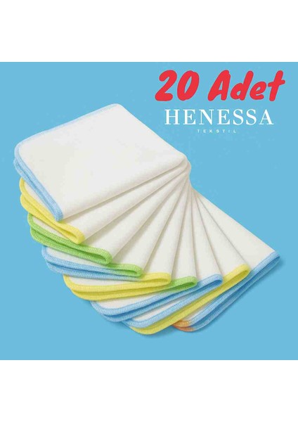 20 Adet Pamuklu Erkek Bebek Ağız Mendili ( Sırt, Yüz ve Ter) 22×22
