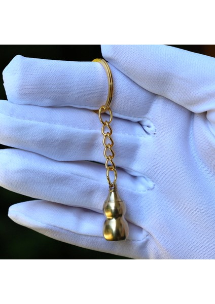 Paslanmaz Çelik Şişe Altın Renk Zincirli Anahtarlık Çevirmeli Su Geçirmez Kapaklı 2.5cm Mini Kapsül