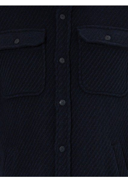 Erkek Lacivert Oversize Uzun Kollu Ceket Gömlek 50264075-VR033