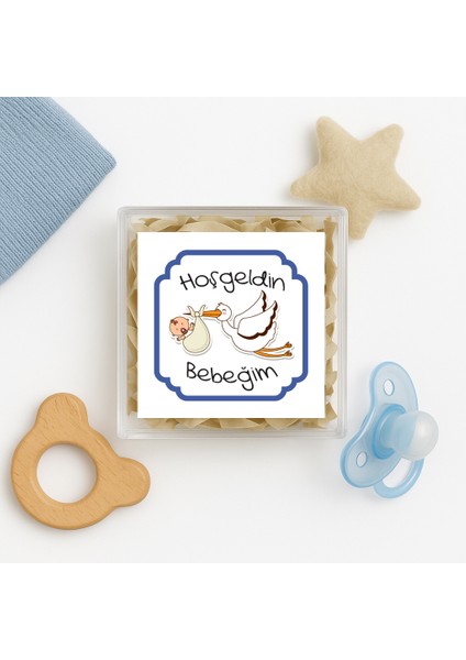 4,5 cm Hoşgeldin Bebeğim Temalı 15 Adet Etiket Model-6