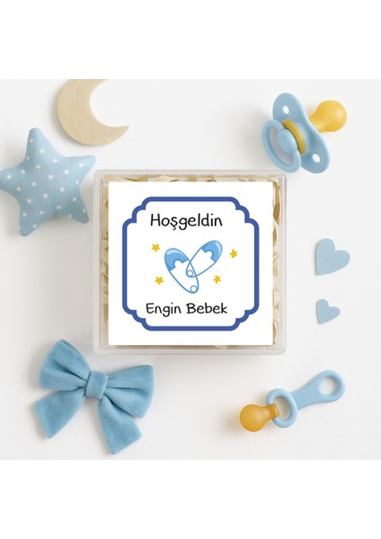 4,5 cm Kişiselleştirilebilir Hoşgeldin Bebeğim Temalı 15 Adet Etiket Model-12