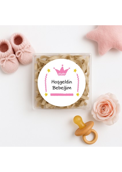 4 cm Hoşgeldin Bebeğim Temalı 24 Adet Etiket Model-3