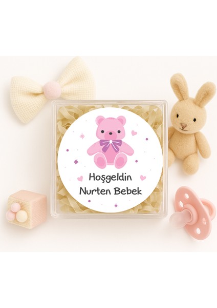 4 cm Kişiselleştirilebilir Hoşgeldin Bebeğim Temalı 24 Adet Etiket Model-4